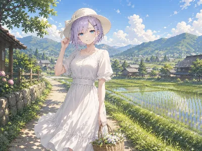 花を集める少女