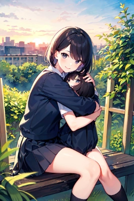 妹をハグするお姉さん