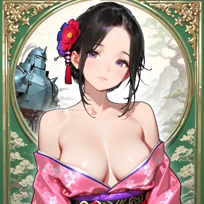 紅花の美女と鎧の守護者