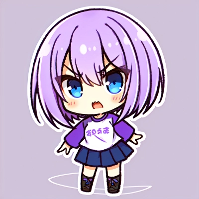 紫髪のミニキャラ女子怒る