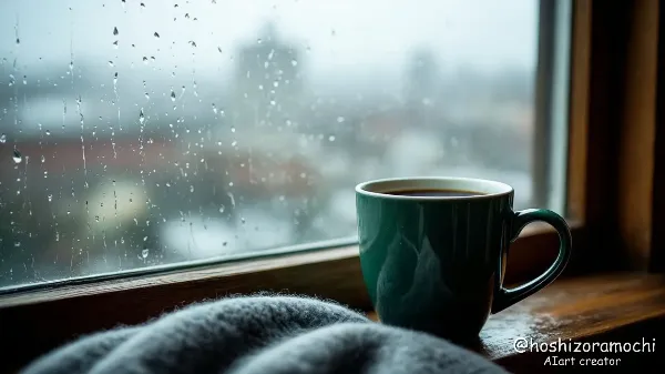 雨の日の窓辺に佇む温もり - Warmth by the window on a rainy day
