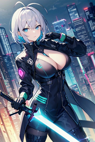 cyberpunk swordsman