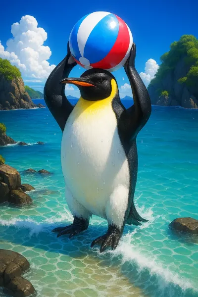 南国ペンギンのビーチボール大作戦