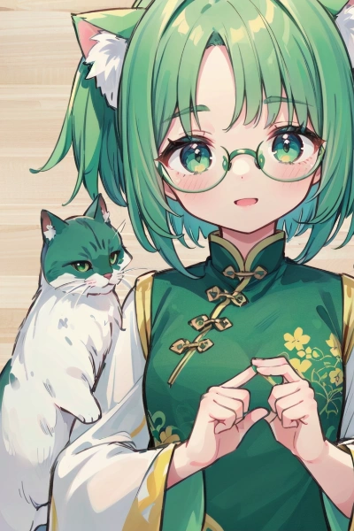 緑色中華猫娘