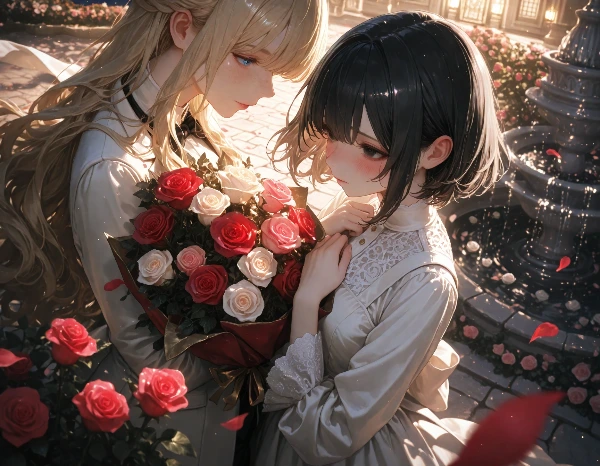 黒髪＆ブロンド・薔薇の庭で交わす永遠の約束