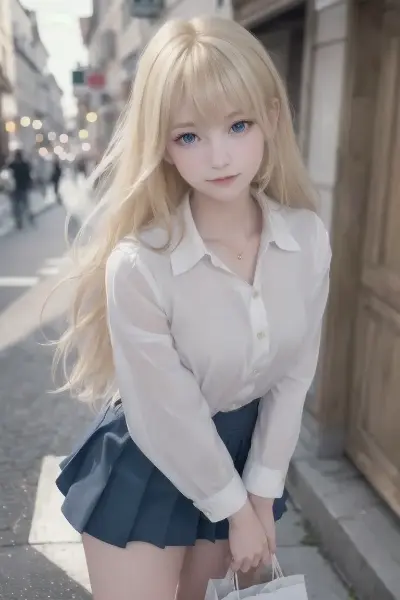 街角に佇む金色の髪の少女