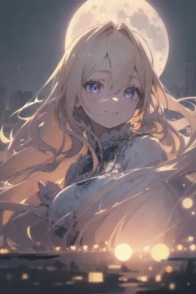 月夜に佇む金色の髪の少女