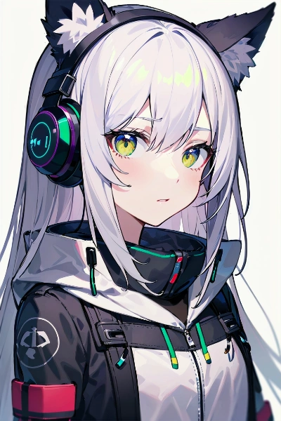 獣耳ヘッドフォンの少女