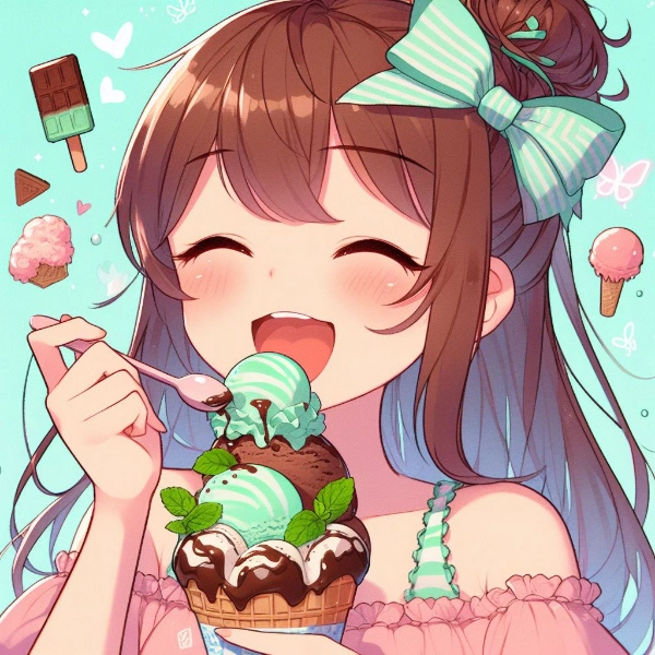 チョコミントアイス美味し～❗