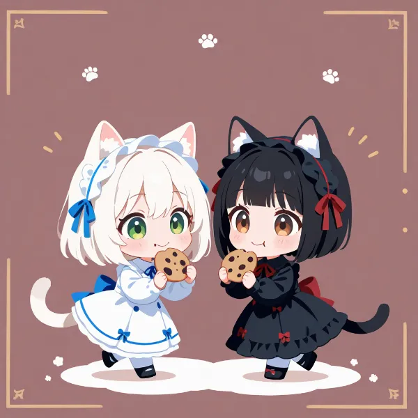 白猫と黒猫・おやつ