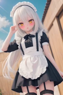 【汗をかいているメイド少女】