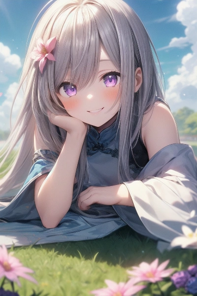 紫目×銀髪