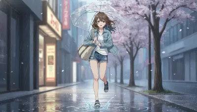 雨の桜並木を駆け抜ける想い