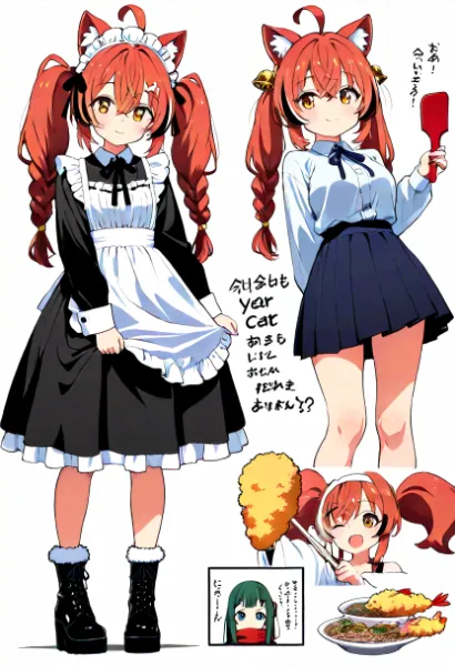 狐耳メイドの甘い誘惑(裾の短長と海老フライと着替え)