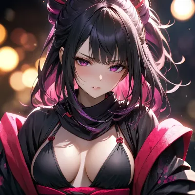紫瞳の夜に咲く黒髪美