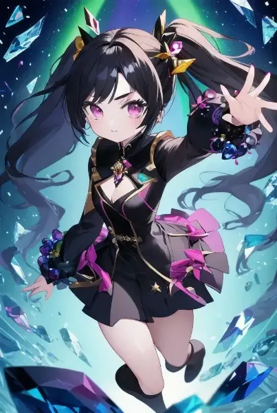 宝石と黒髪ロングな女の子（４枚）・その1