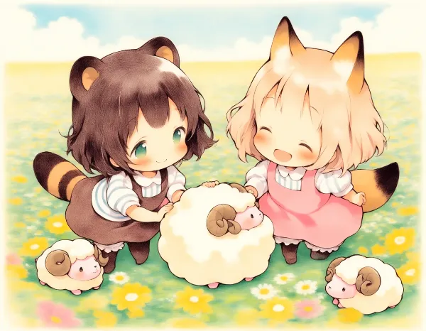 コン子とポン子・ふわふわ・もこもこ