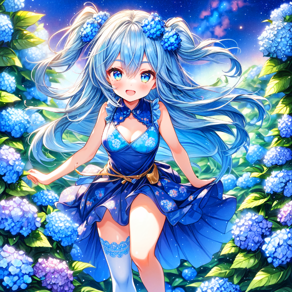 青いうちの子と紫陽花＊その2(5枚)