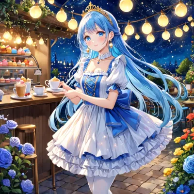 夜のカフェ