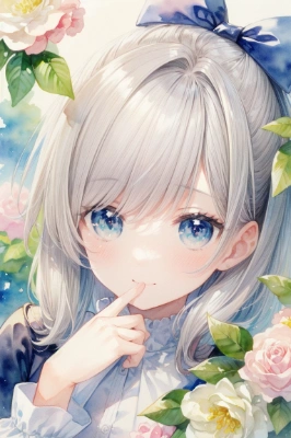 花と少女。