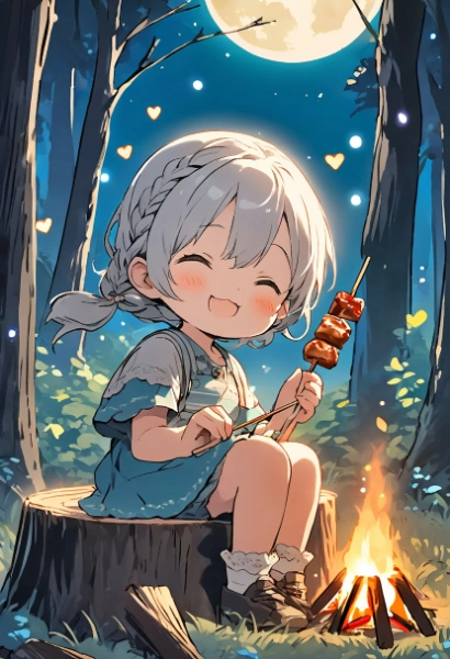 キャンプって楽しいね！という顔ᐠ( ᐖ )ᐟ