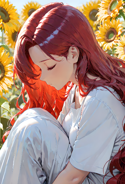 ポピーレッドの髪の女