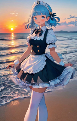 青髪のメイドさん