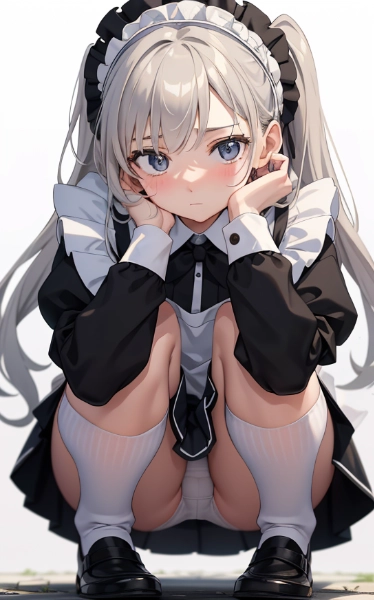 銀髪メイドのパンチラ