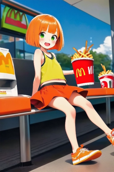 ハンバーガーショップの少女