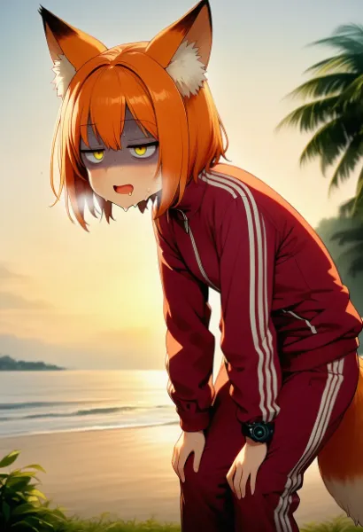 浜辺でランニング