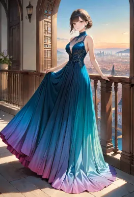 お題：グラデーション（ロングドレス）