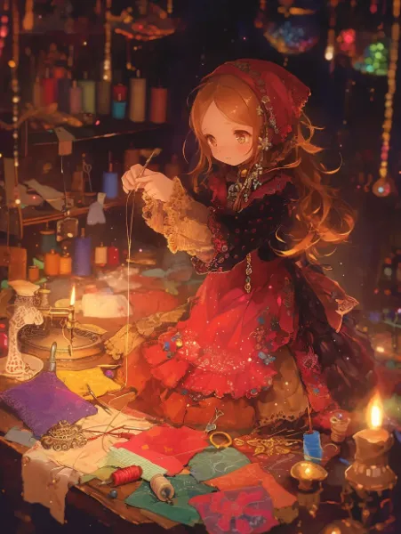 夜の工房で紡ぐ魔法の糸。