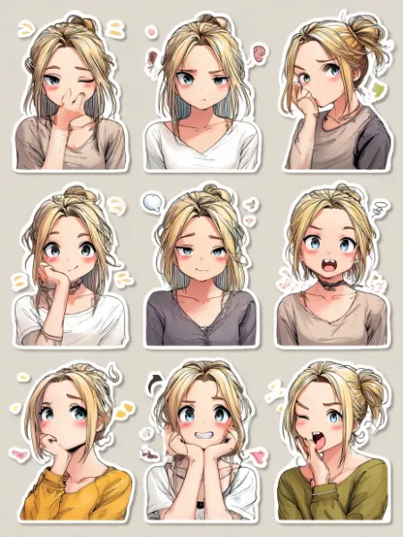 お姉さんステッカー素材