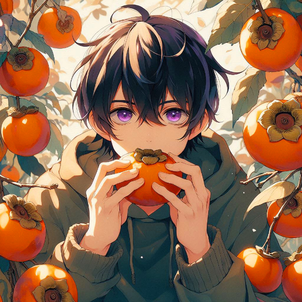 おいしい柿を食べている、黒髪短髪男性＊その2(12枚)