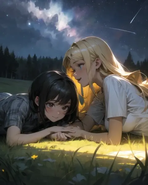 黒髪＆ブロンド・星空を見ながら