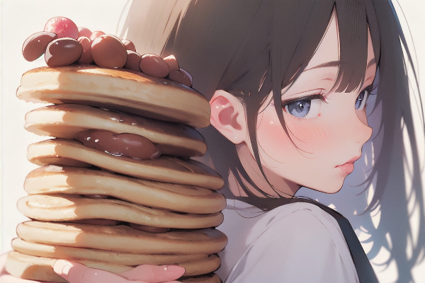 どら焼きをひたすら生成してたらたまに出てくる人物、全て同じプロンプト（角度のプロンプトだけ違う時あるaboveとsideの入れ替え程度）