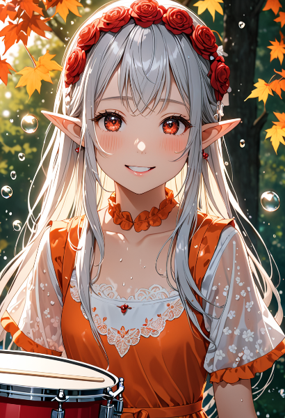 秋の森で響くエルフのドラム