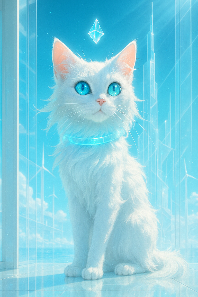 天空の守護猫と浮遊する宝石