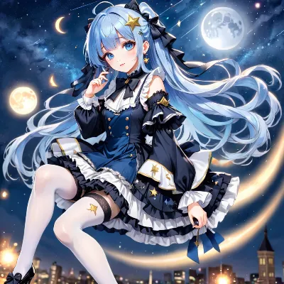 月夜の青髪さん