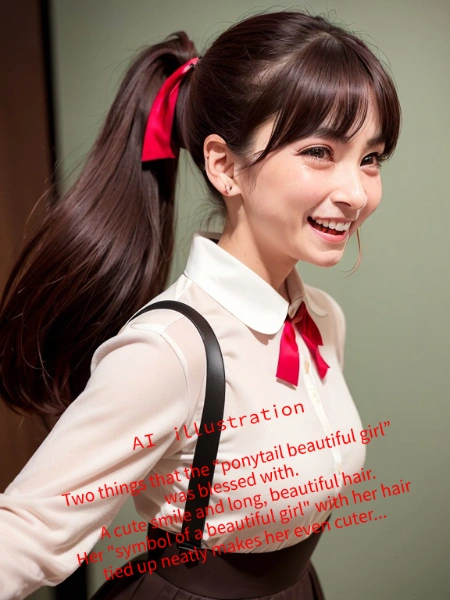 笑顔のポニーテール美少女