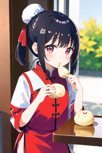 肉まんもぐもぐ