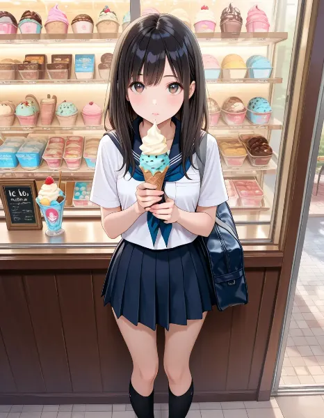 アイスクリームショップでのJK