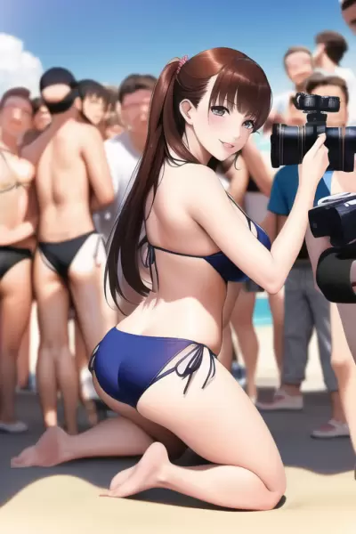 南国のビーチでグラビア撮影