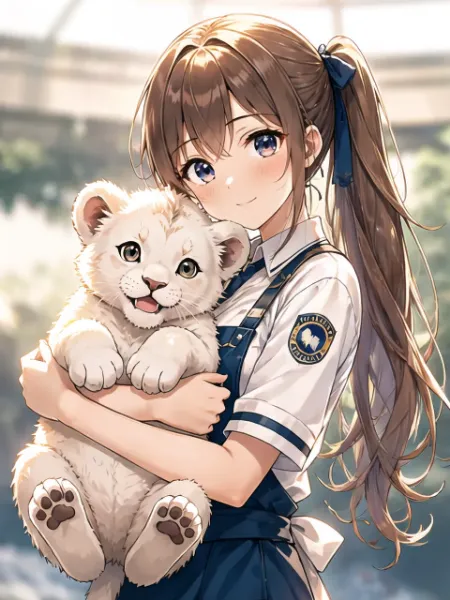 少女と白い子ライオンの秘密の絆