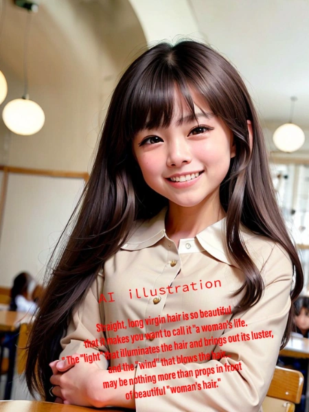 ストレートロングのバージンヘア美少女