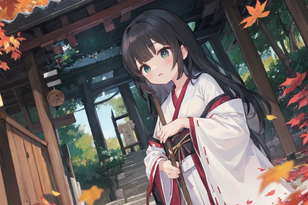 秋の季節の神社？