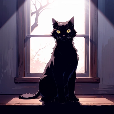 窓辺の黒猫