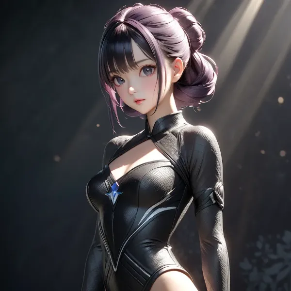 紫髪の神秘的な戦士