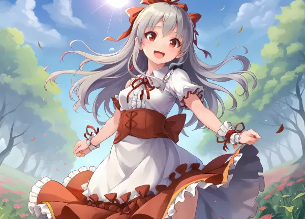 草原で踊る少女