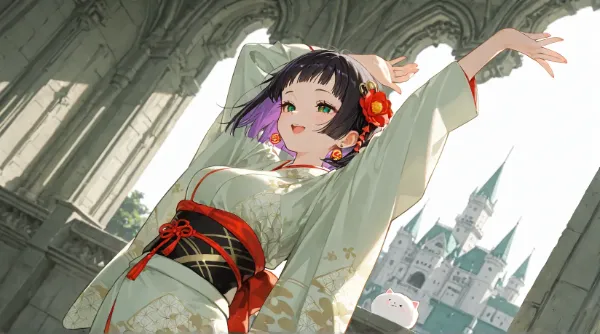 Japanese girl in Castle